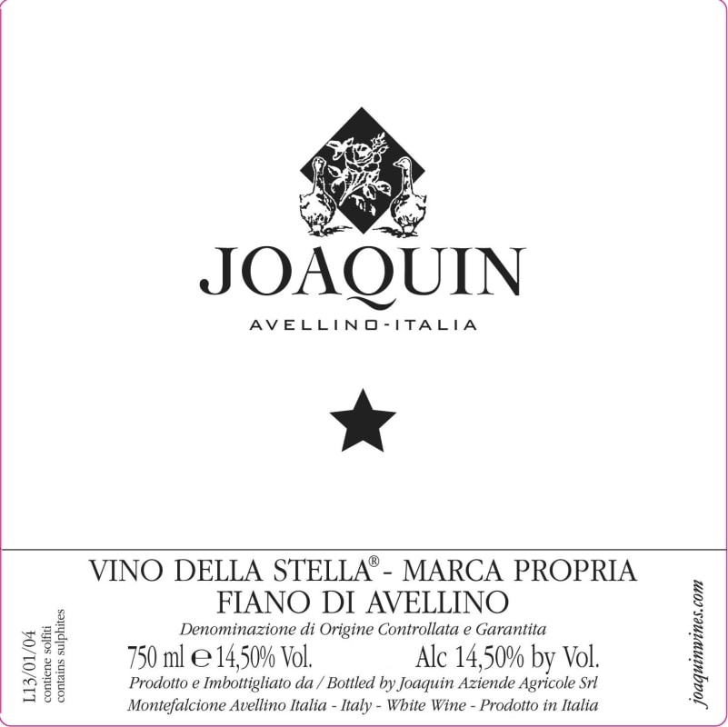 Joaquin Fiano di Avellino Vino della Stella-Marca Propia 2013 Front Label