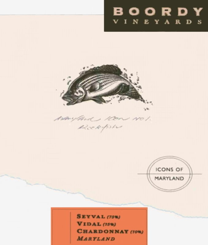 Boordy Vineyards Icons of Maryland Rockfish No.1 Syval Chardonnay Vidal 2005 Front Label