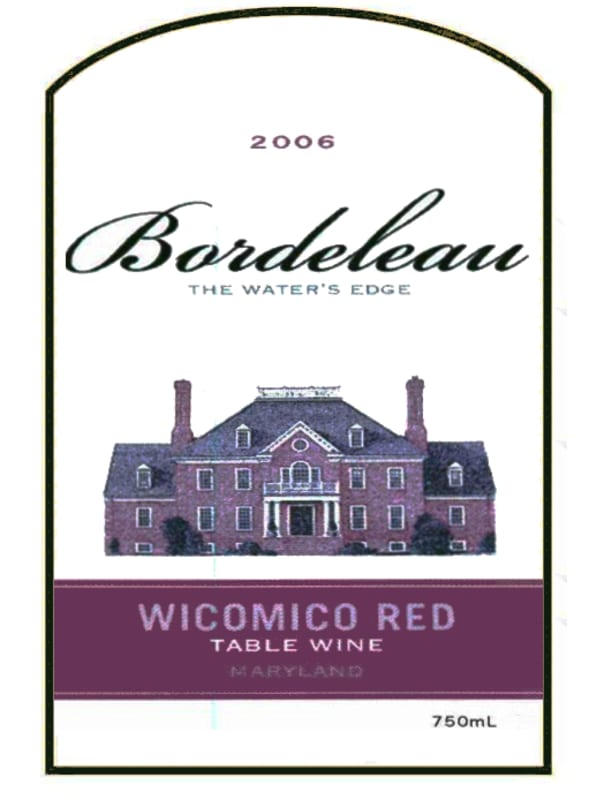 Bordeleau Vineyards & Winery Wicomico Red 2006 Front Label
