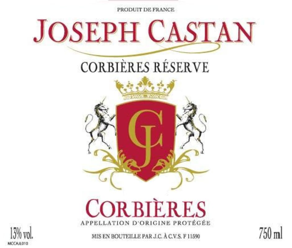 Joseph Castan Corbieres Reserve 2014 Front Label