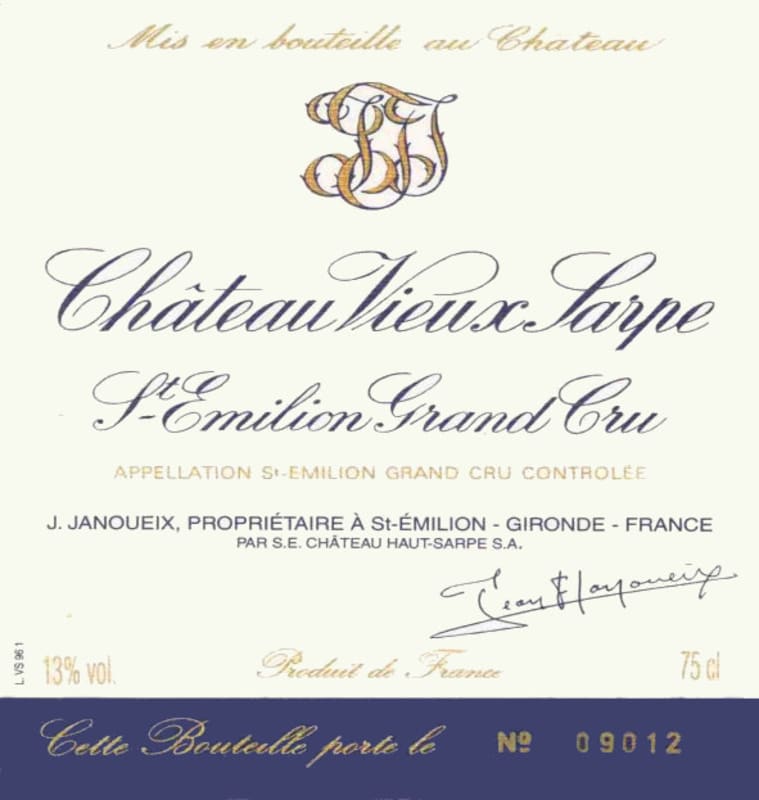 Joseph Janoueix S-Emilion Chateau Vieux Sarpe Grand Cru 2008 Front Label