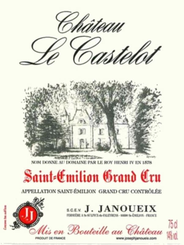 Joseph Janoueix Saint-Emilion Chateau Le Castelot Grand Cru 2012 Front Label