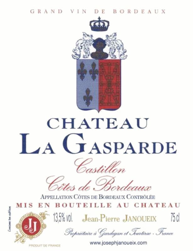 Joseph Janoueix Cotes de Bordeaux Castillon Chateau La Gasparde 2009 Front Label