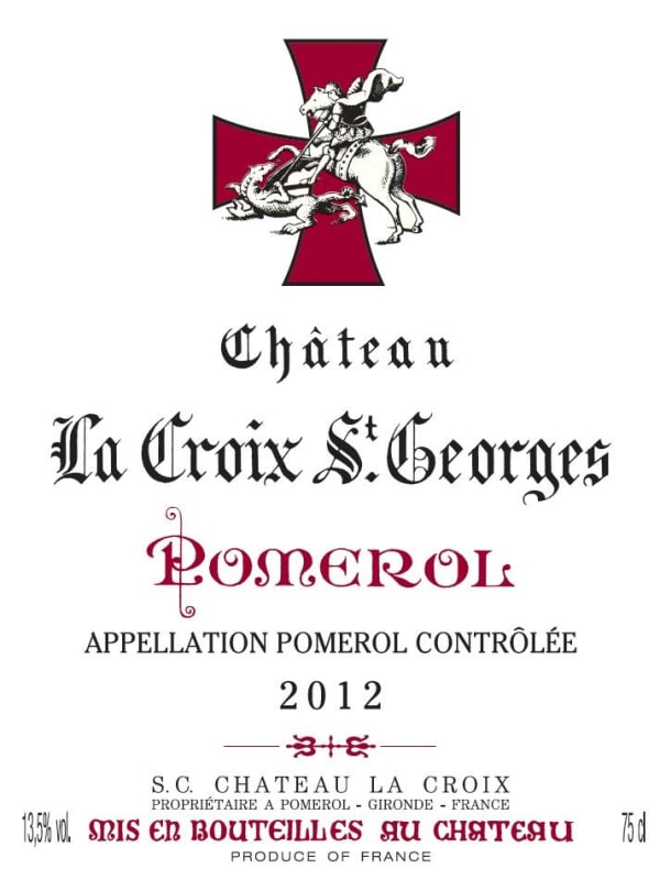 Joseph Janoueix Chateau La Croix S. Georges 2012 Front Label