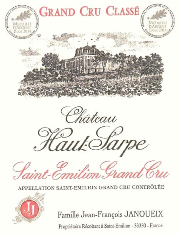 Joseph Janoueix St Emilion Chateau Haut Sarpe Grand Cru 2014 Front Label