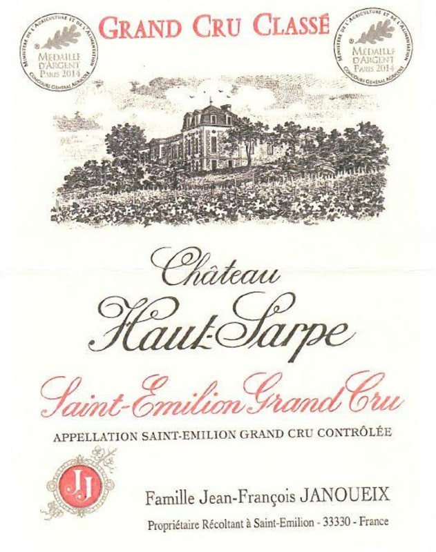 Joseph Janoueix St Emilion Chateau Haut Sarpe Grand Cru 2013 Front Label