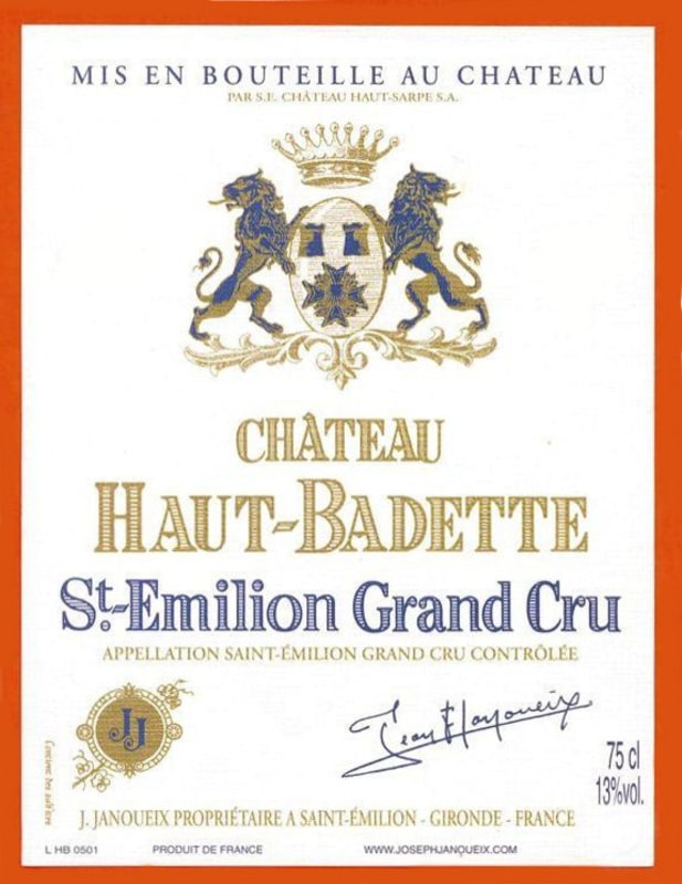 Joseph Janoueix St.-Emilion Chateau Haut Badette Grand Cru 2009 Front Label