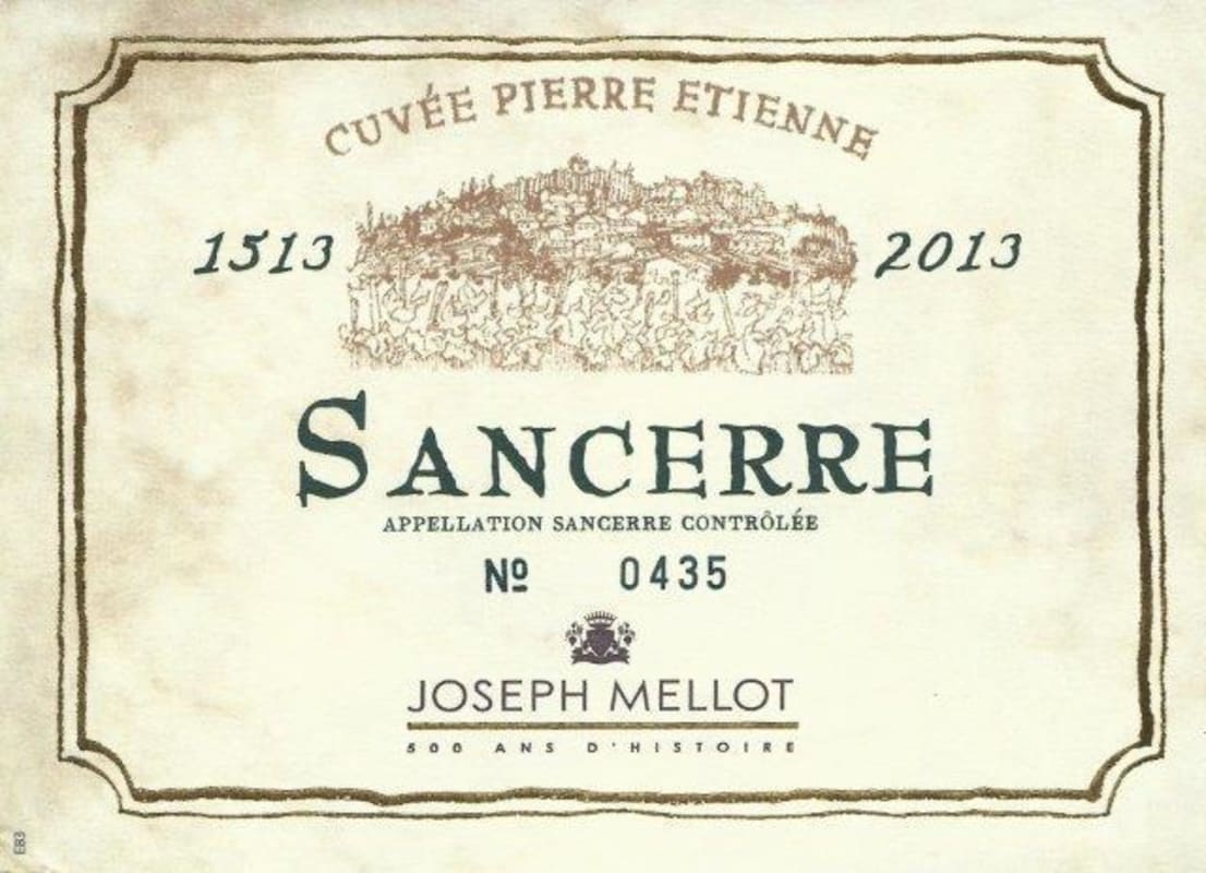 Joseph Mellot Sancerre Cuvee Pierre Etienne 2013 Front Label