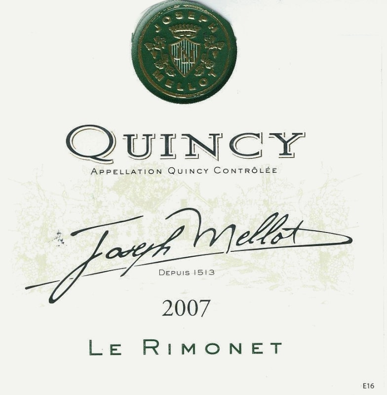 Joseph Mellot Quincy Le Rimonet 2007 Front Label