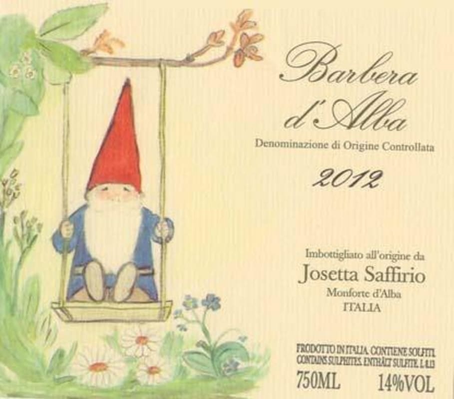 Cazals Barbera d'Alba 2012 Front Label