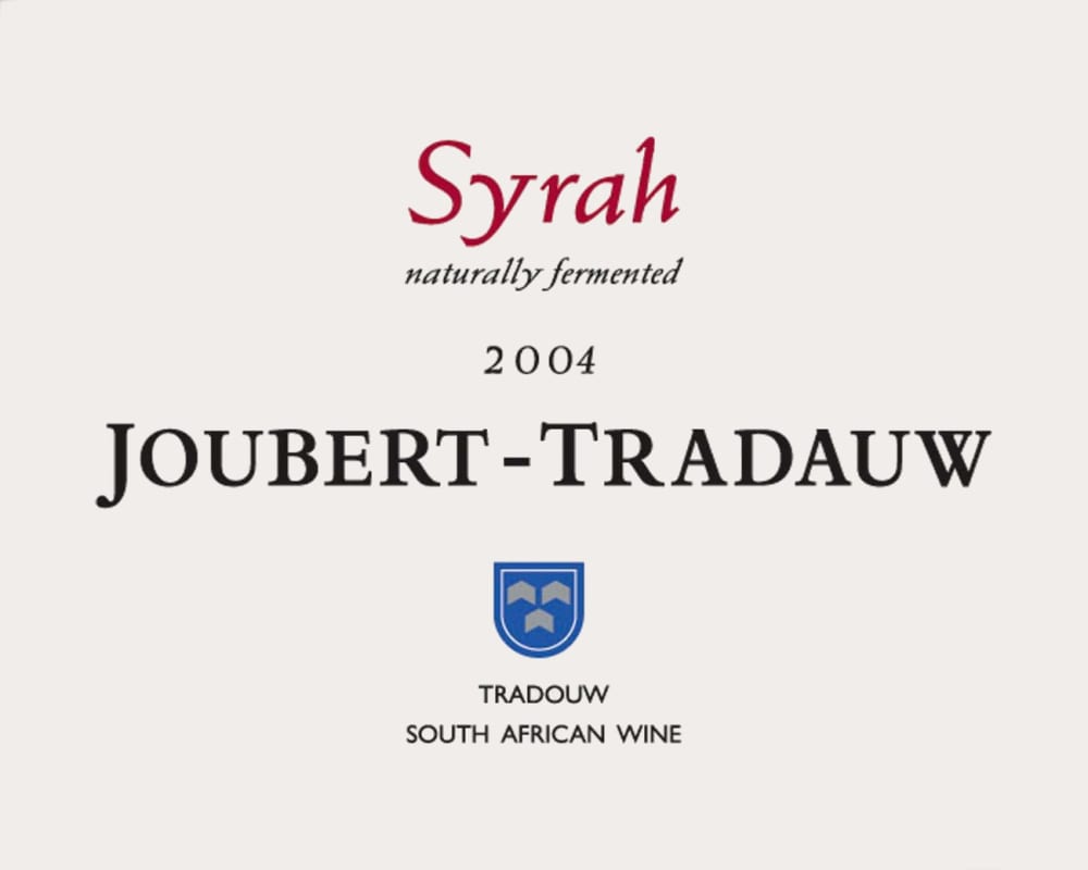 Joubert-Tradauw Syrah 2004 Front Label
