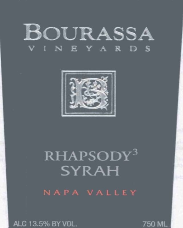 Bourassa Vineyards Rhapsody 3 Syrah 2004 Front Label