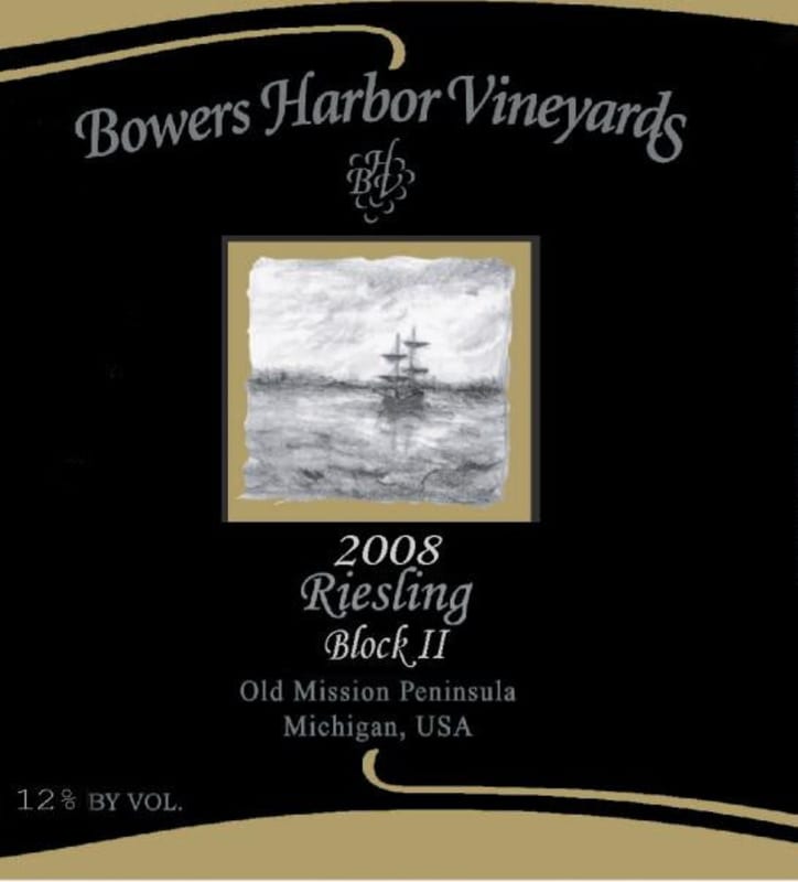 Bowers Harbor Vineyards Block II Riesling 2008 Front Label