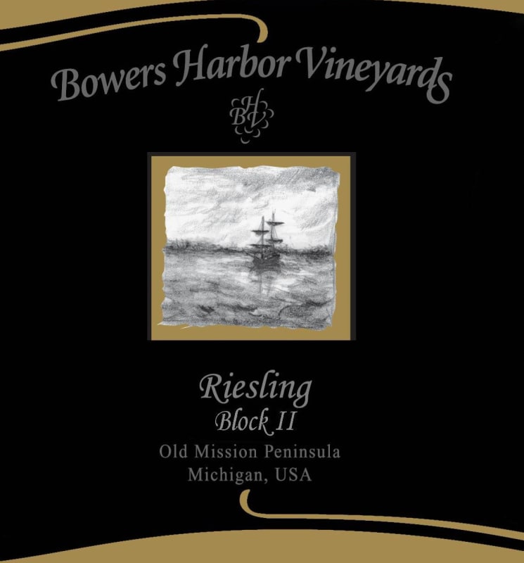 Bowers Harbor Vineyards Block II & Langley Riesling 2014 Front Label