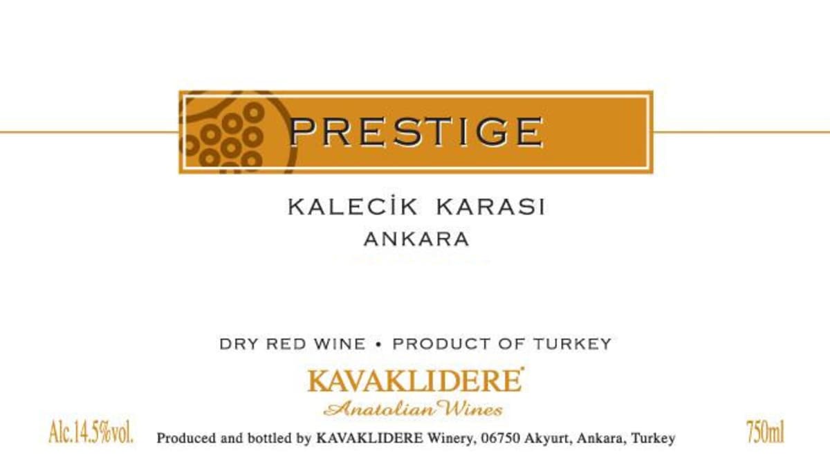 Kavaklidere Wines Co Prestige Kalecik Karasi 2009 Front Label