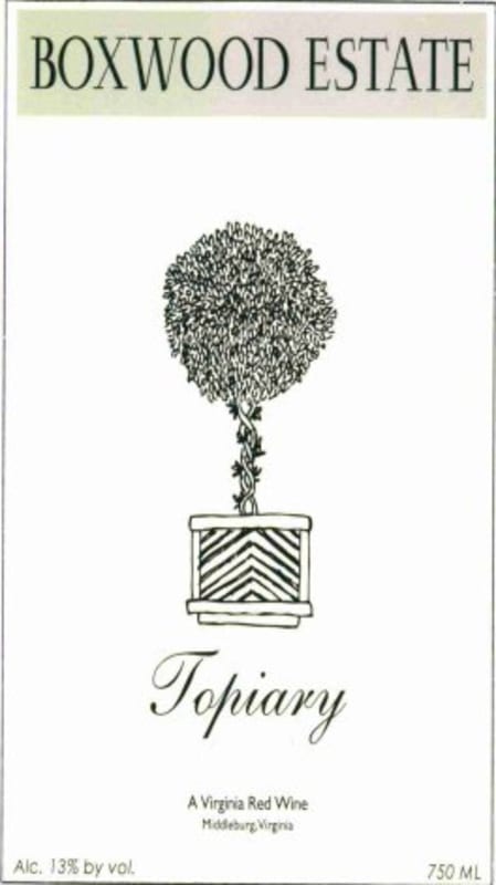 Boxwood Winery Topiary 2014 Front Label