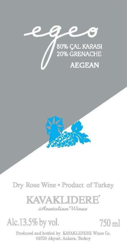 Kavaklidere Wines Co Egeo Roze 2014 Front Label