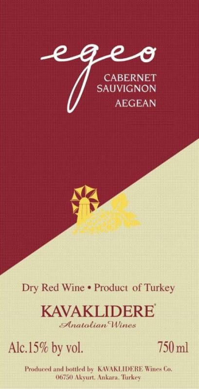 Kavaklidere Wines Co Egeo Cabernet Sauvignon 2011 Front Label