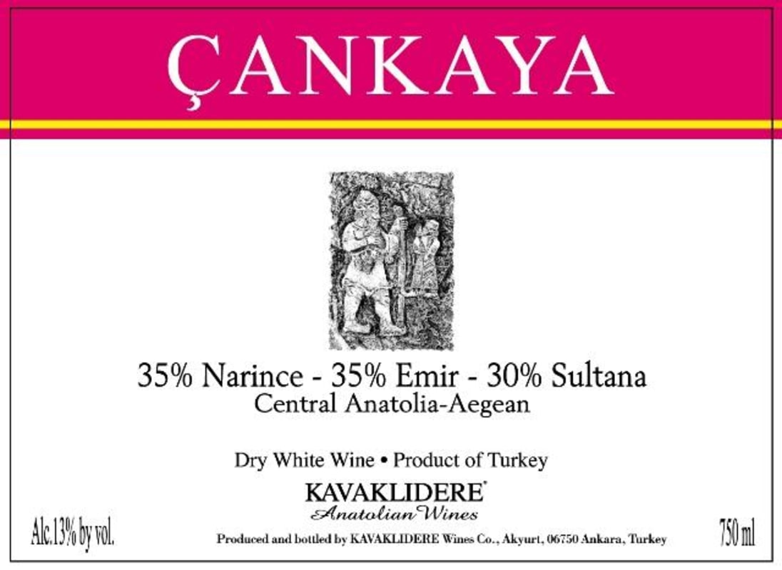 Kavaklidere Wines Co Cankaya 2013 Front Label