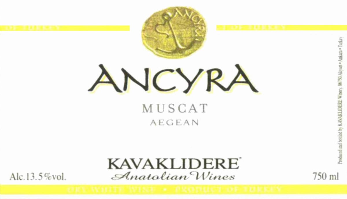 Kavaklidere Wines Co Ancyra Muscat 2010 Front Label