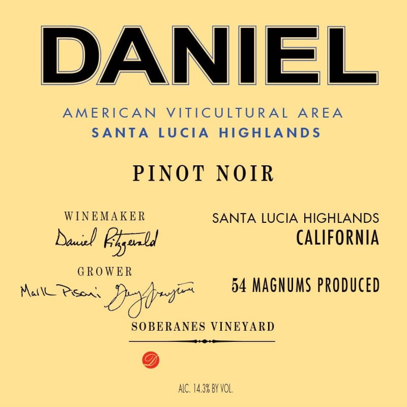 Brack Mountain Wine Company Daniel Soberanes Vineyard Pinot Noir 2012 Front Label
