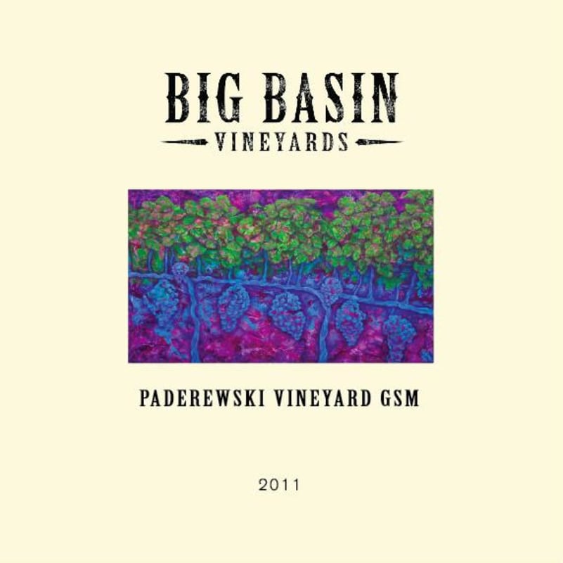Big Basin Paderewski Vineyard GSM 2011 Front Label