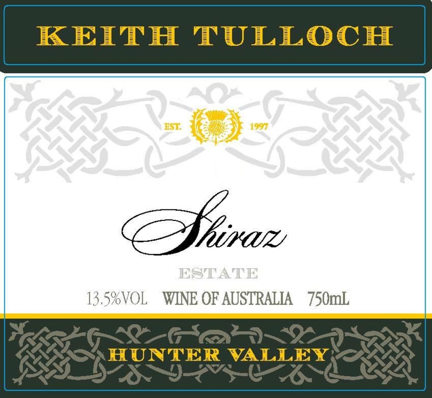Keith Tulloch Wines Shiraz 2015 Front Label