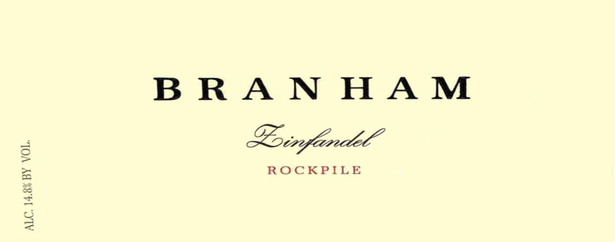 Branham Estate Wines Zinfandel 2012 Front Label