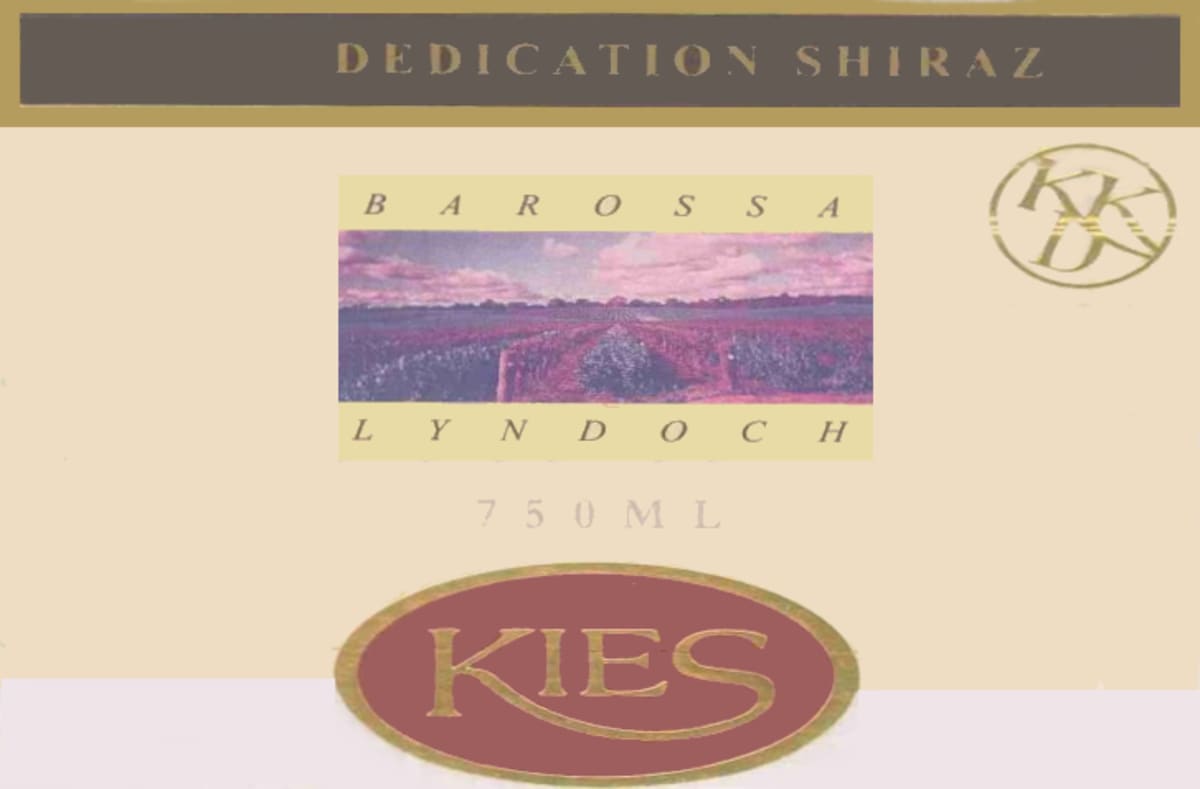 Kies Family Wines Dedication Shiraz 2000 Front Label