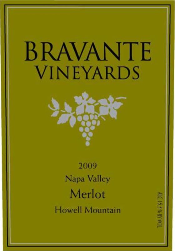 Bravante Vineyards Merlot 2009 Front Label