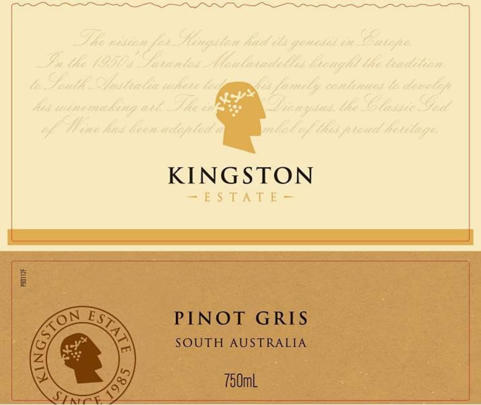 Kingston Estate Wine Pinot Gris 2012 Front Label