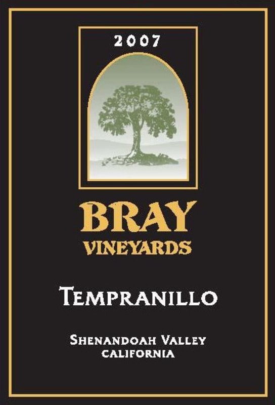 Bray Vineyards Tempranillo 2007 Front Label
