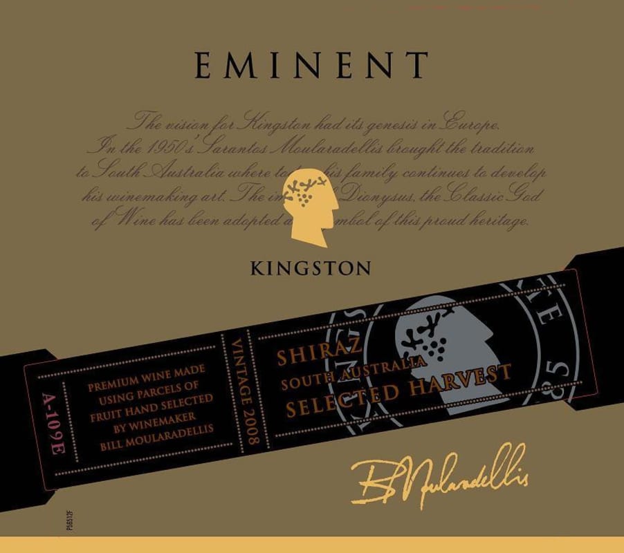 Kingston Estate Wine Eminent Shiraz 2008 Front Label