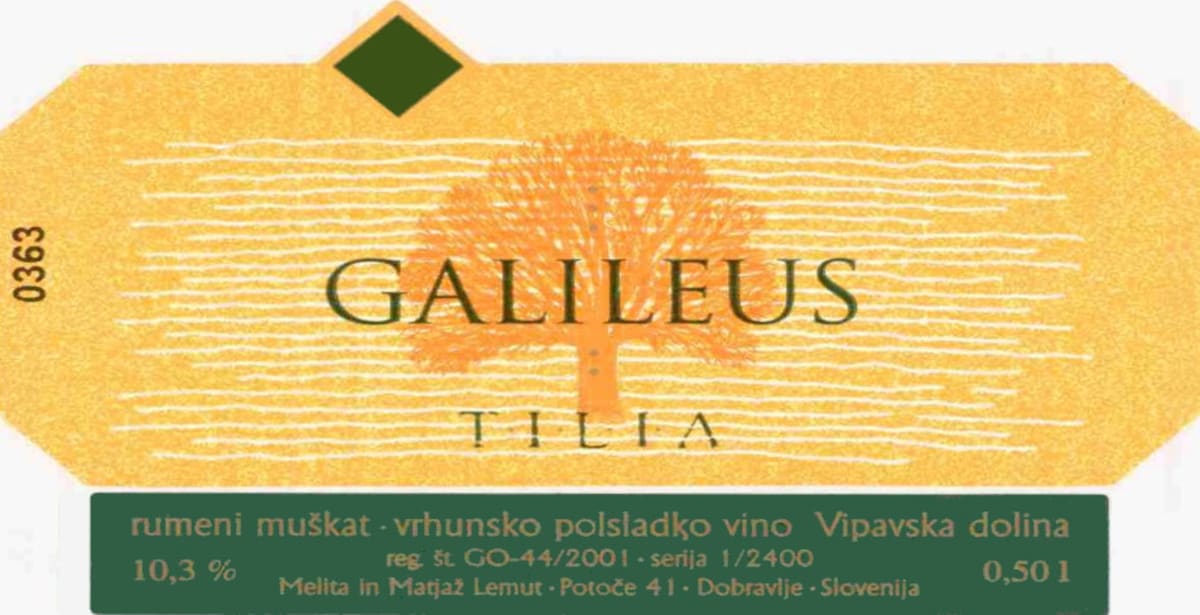 Kmetija Tilia Vipava Valley Galileus 2009 Front Label