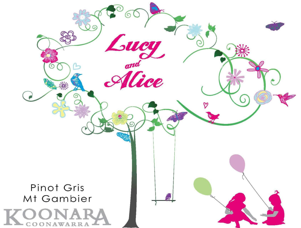 Koonara Wines Lucy and Alice Pinot Gris 2015 Front Label