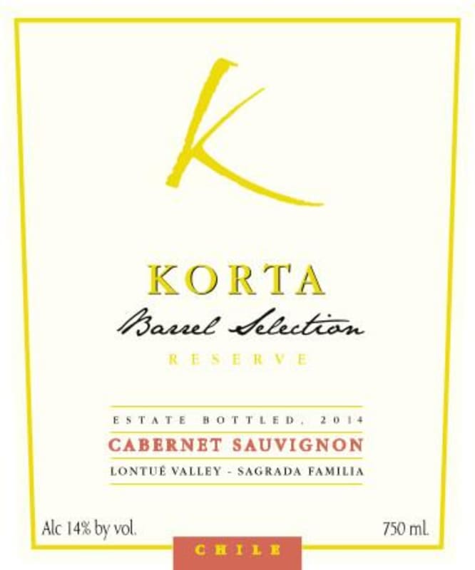 Korta Wines Barrel Selection Reserva Cabernet Sauvignon 2014 Front Label