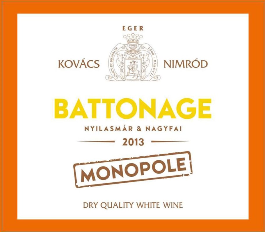 Kovacs Nimrod Battonage Monopole Chardonnay 2013 Front Label
