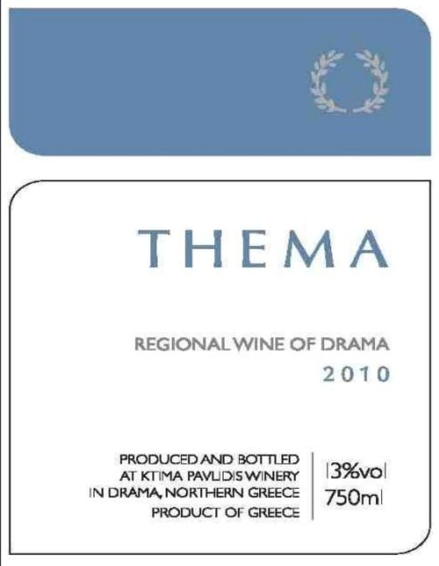 Ktima Pavlidis Thema White 2010 Front Label