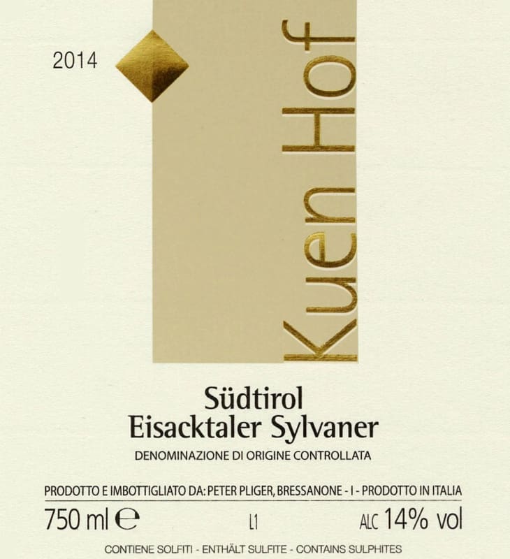 Kuenhof Sylvaner 2014 Front Label