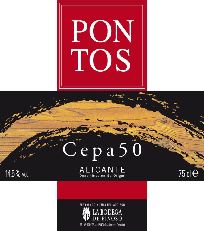 La Bodega de Pinoso Pontos Cepa 50 2010 Front Label