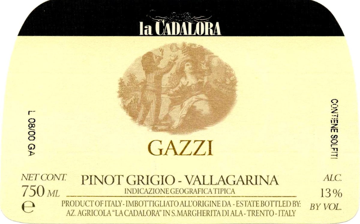 La Cadalora Vallagarina Gazzi Pinot Grigio 2014 Front Label