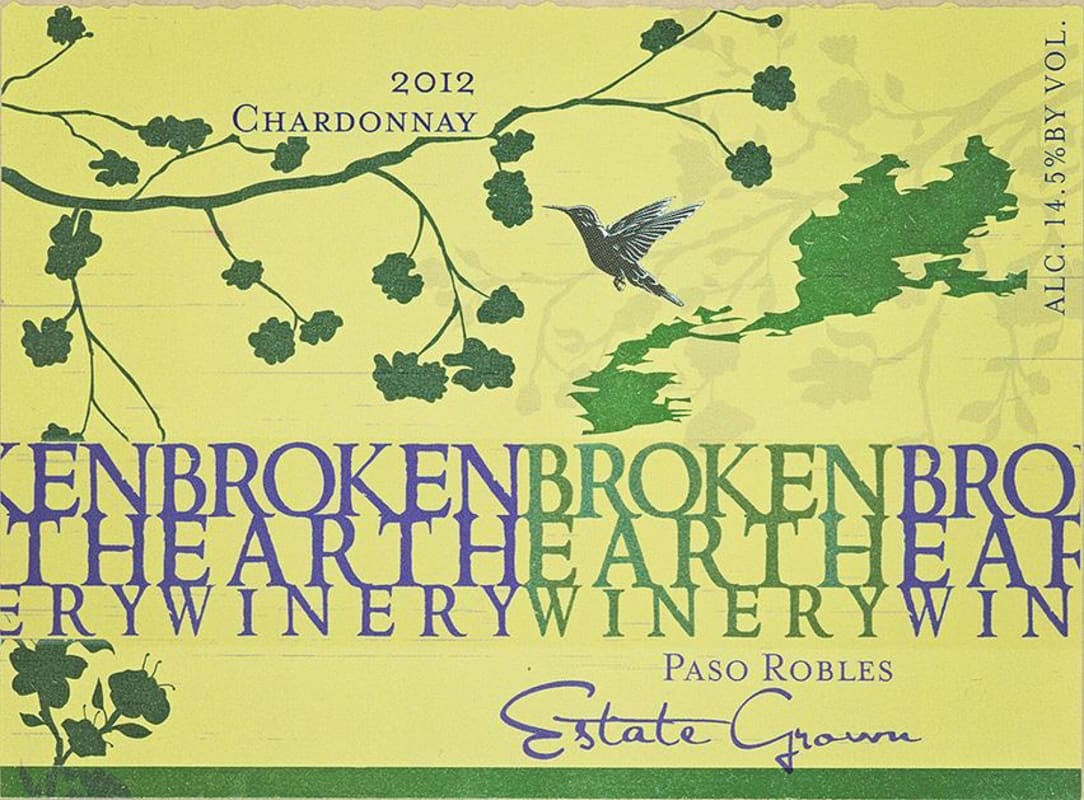 Broken Earth Winery Chardonnay 2012 Front Label