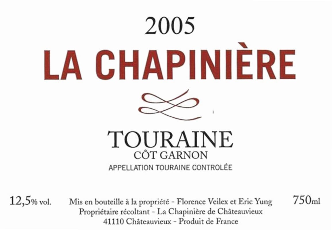 La Chapiniere Touraine Cot Garnon 2005 Front Label