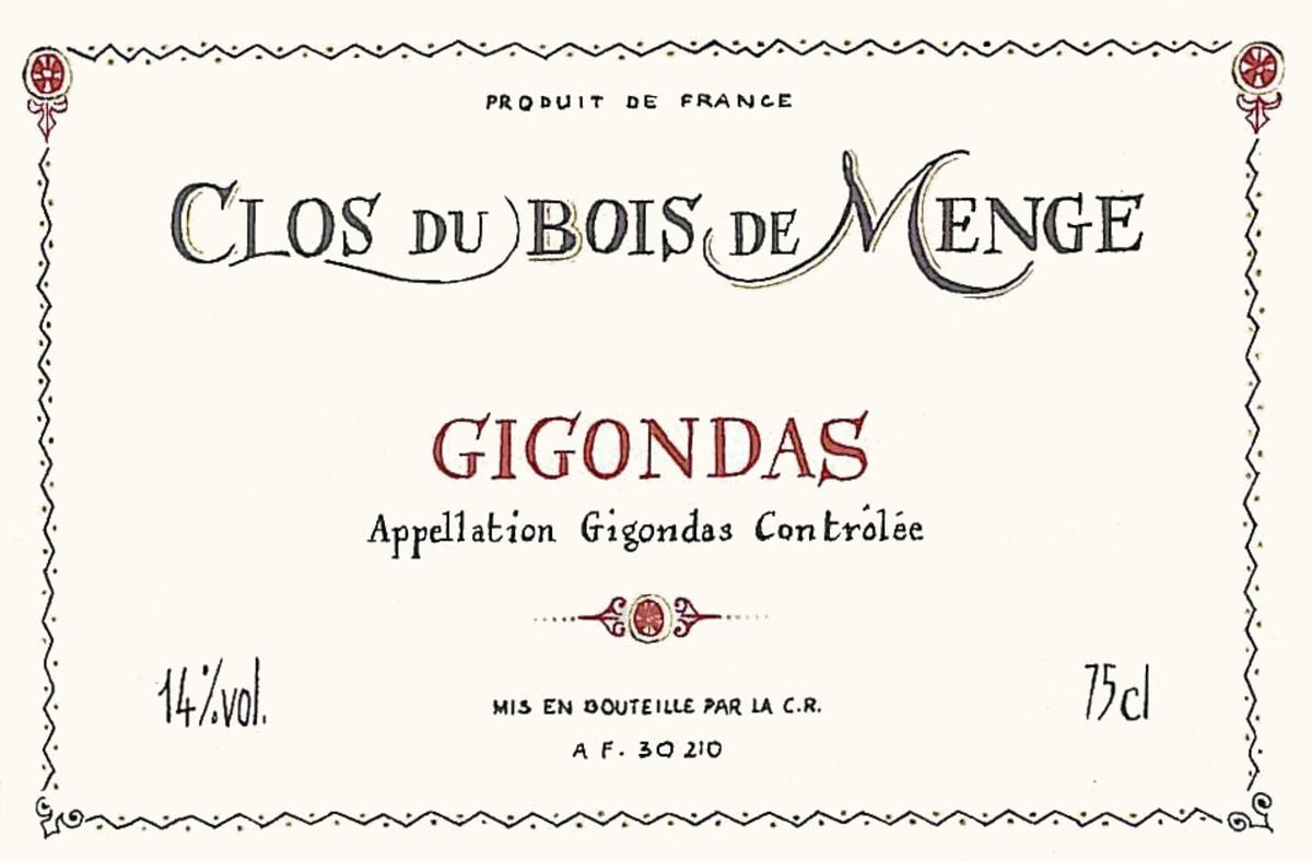 La Compagnie Rhodanienne Gigondas Clos du Bois de Menge 2008 Front Label
