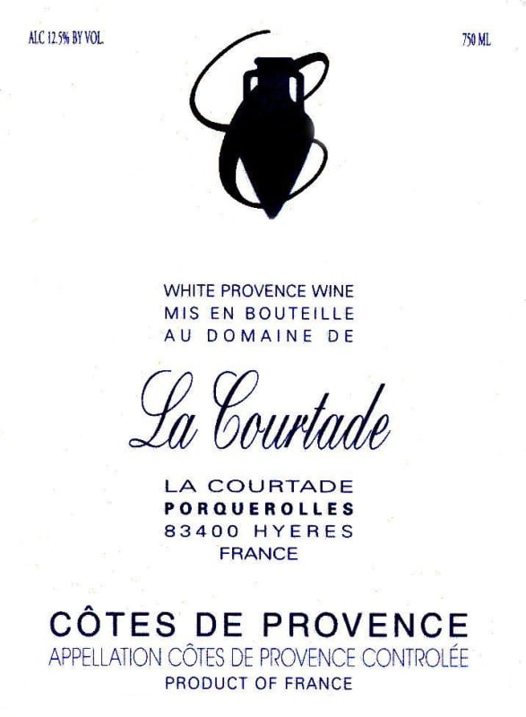 La Courtade Cotes de Provence Blanc 2012 Front Label