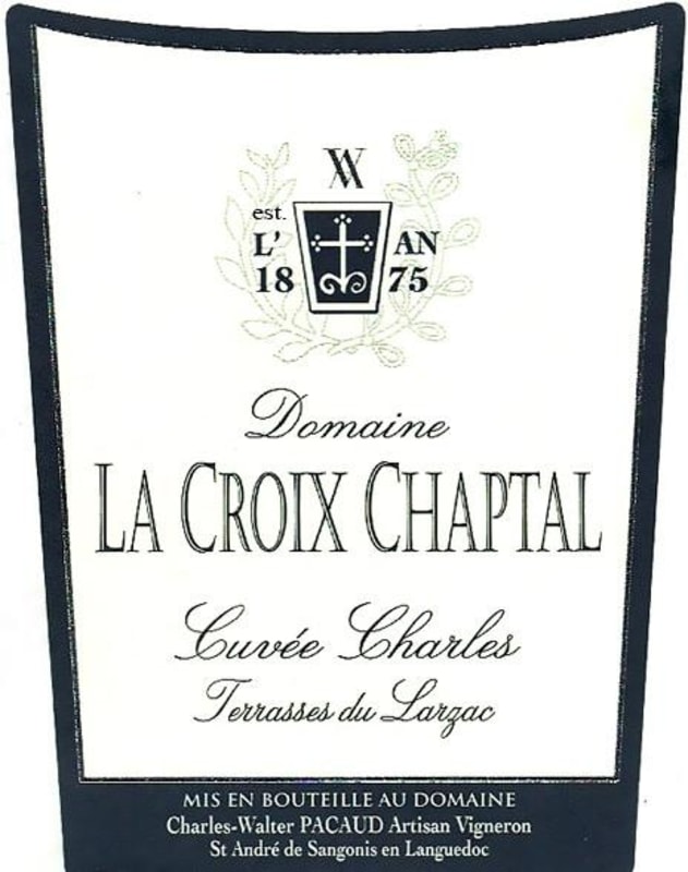 La Croix Chaptal Terrasses du Larzac Cuve Charles 2010 Front Label