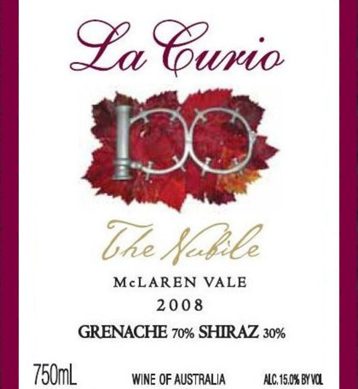 La Curio Wines The Nubile Grenache Shiraz 2008 Front Label