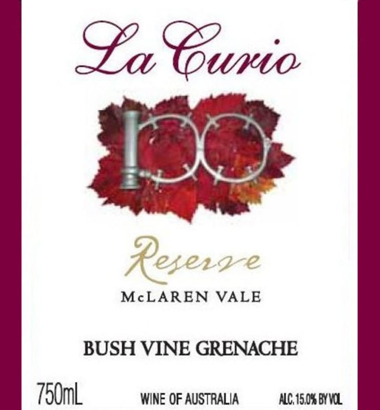 La Curio Wines Bush Vine Reserve Grenache 2009 Front Label