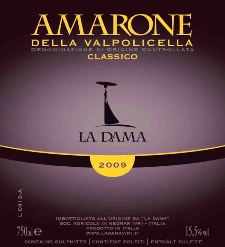 La Dama Amarone della Valpolicella Classico 2009 Front Label