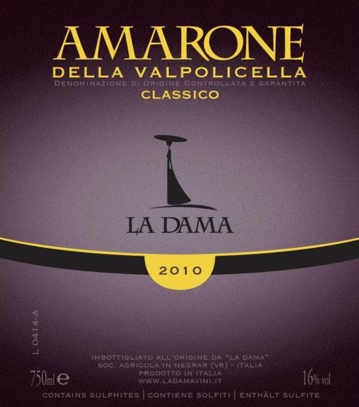 La Dama Amarone della Valpolicella Classico 2010 Front Label